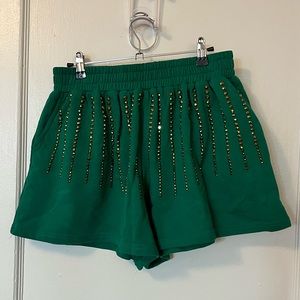 Queen of Sparkles Green and Gold Shorts